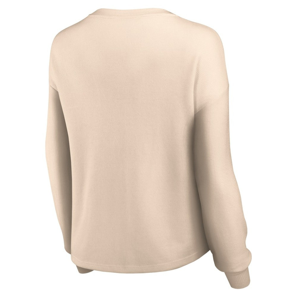 St. Louis Cardinals Women's Go For It Waffle Knit Long Sleeve Notch Neck T-Shirt Cream