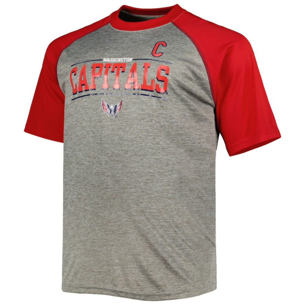 Alexander Ovechkin Washington Capitals Fanatics Big & Tall Captain Patch Contrast Raglan Name & Number T-Shirt Heather Gray/Red