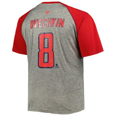 Alexander Ovechkin Washington Capitals Fanatics Big & Tall Captain Patch Contrast Raglan Name & Number T-Shirt Heather Gray/Red