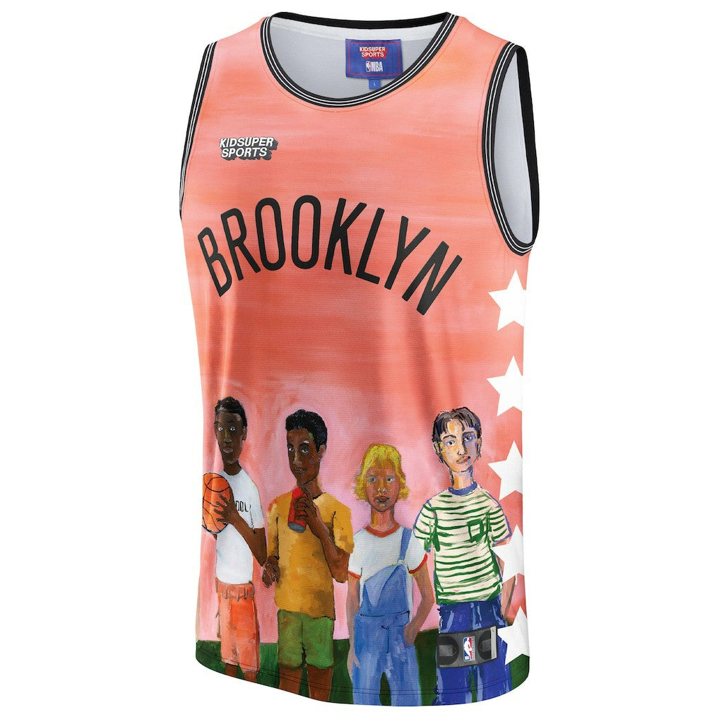 Brooklyn Nets NBA & KidSuper Studios Unisex Hometown Jersey - Coral