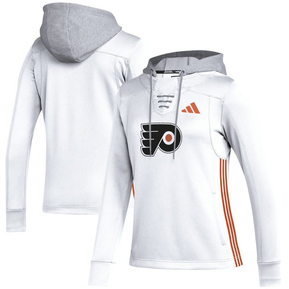 Philadelphia Flyers adidas Women's Refresh Skate Lace AEROREADY Pullover Hoodie White