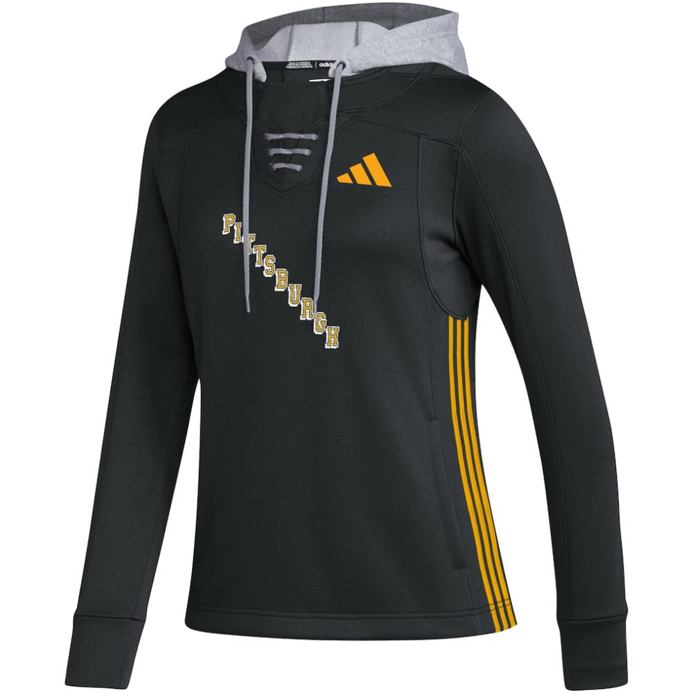 Pittsburgh Penguins adidas Women's Refresh Skate Lace AEROREADY Pullover Hoodie Black