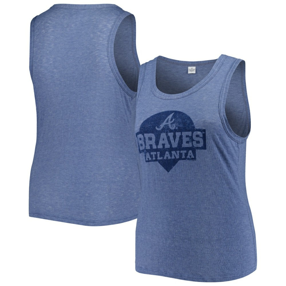 Atlanta Braves Soft as a Grape Women's Plus Size High Neck Tri-Blend Tank Top Navy