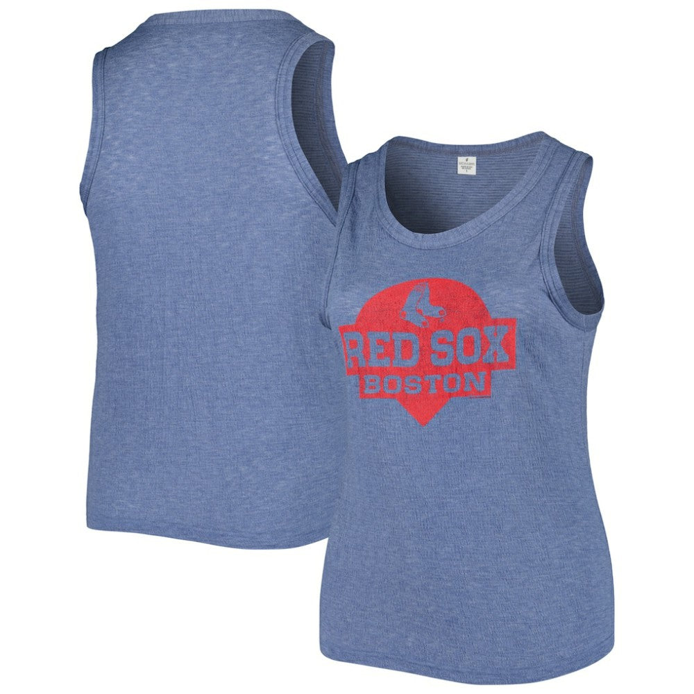 Boston Red Sox Soft as a Grape Women's Plus Size High Neck Tri-Blend Tank Top Navy