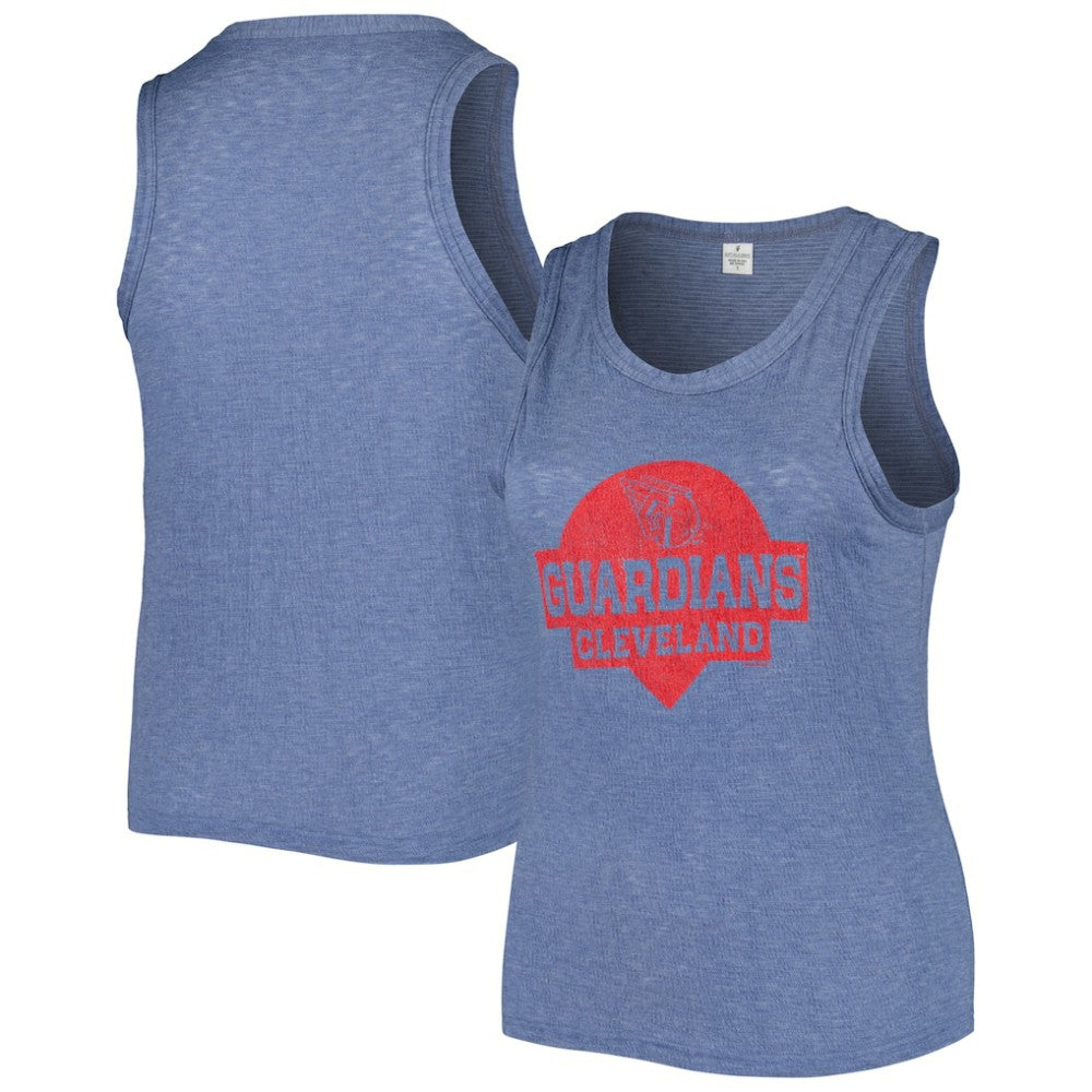 Cleveland Guardians Soft as a Grape Women's Plus Size High Neck Tri-Blend Tank Top Navy