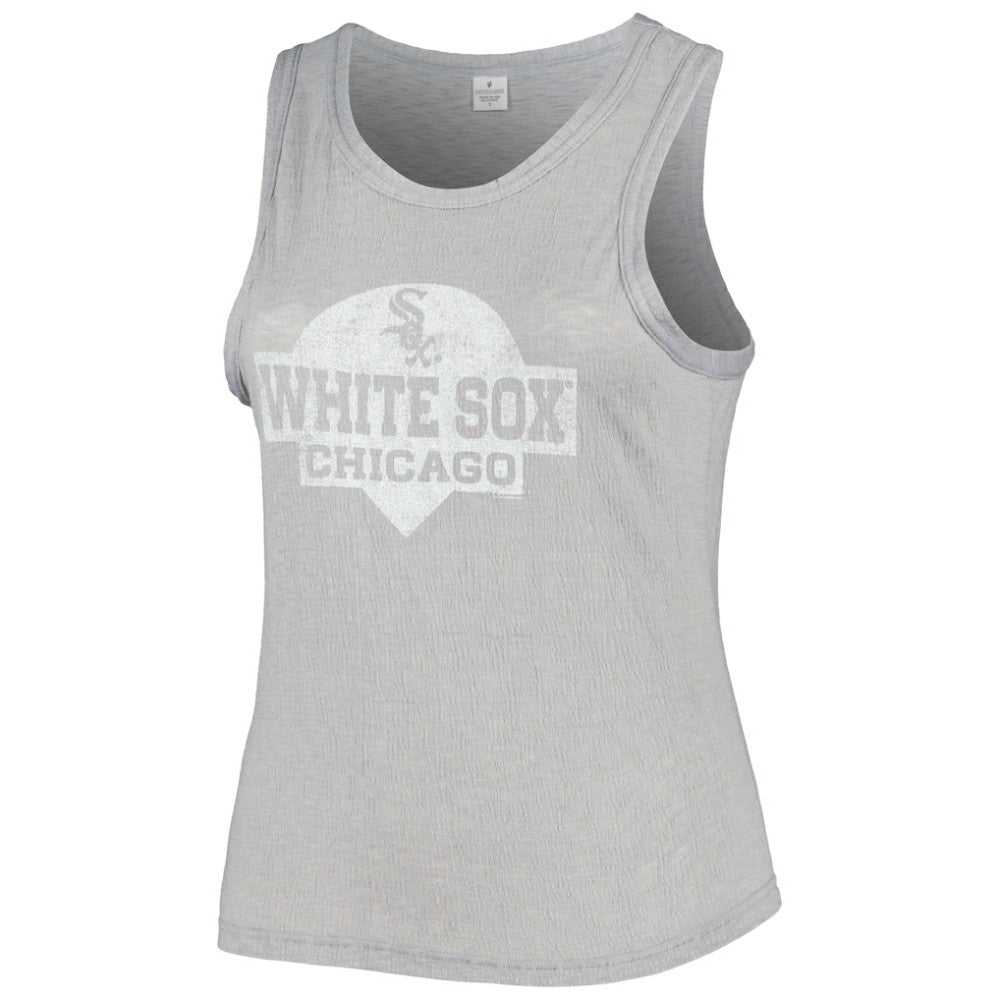 Chicago White Sox Soft as a Grape Women's Plus Size High Neck Tri-Blend Tank Top Gray
