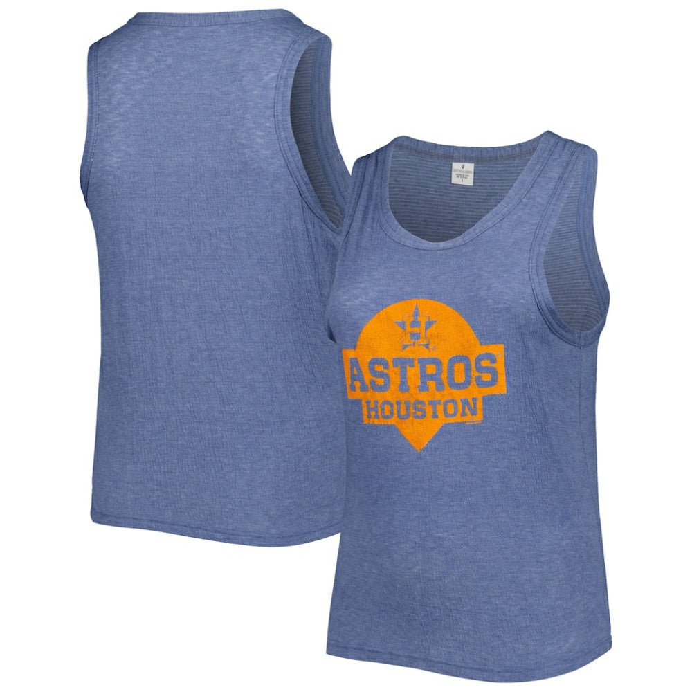 Houston Astros Soft as a Grape Women's Plus Size High Neck Tri-Blend Tank Top Navy