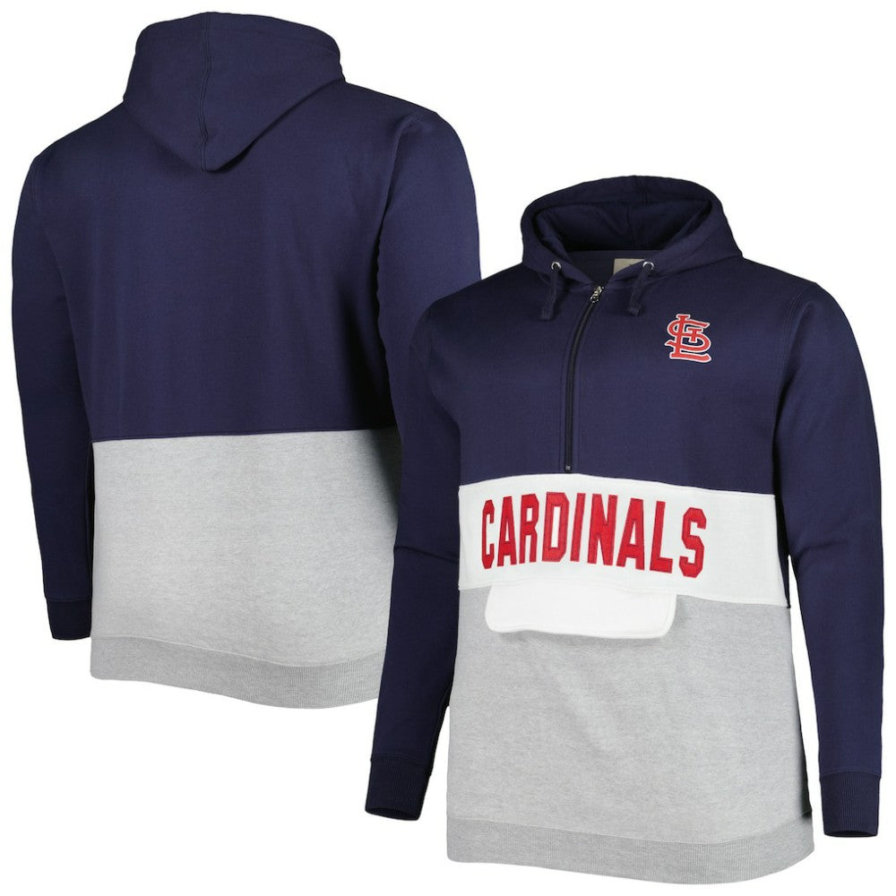 St. Louis Cardinals Big & Tall Fleece Half-Zip Hoodie Navy/White