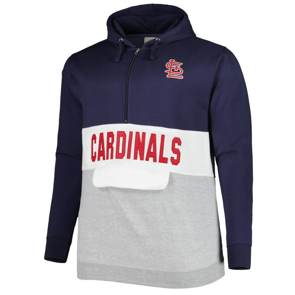 St. Louis Cardinals Big & Tall Fleece Half-Zip Hoodie Navy/White