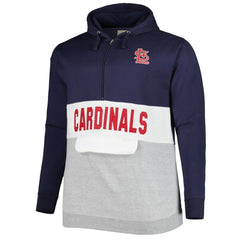St. Louis Cardinals Big & Tall Fleece Half-Zip Hoodie Navy/White