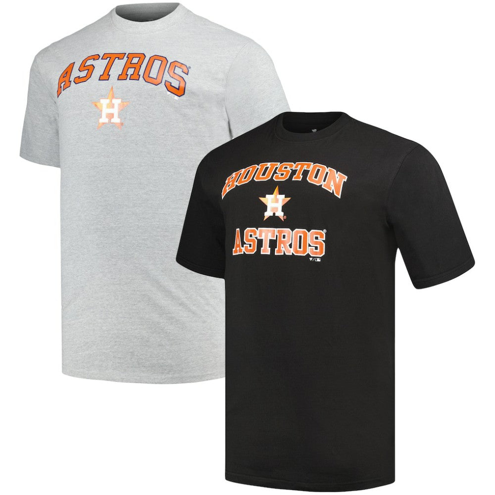 Houston Astros Profile Big & Tall T-Shirt Combo Pack Black/Heather Gray