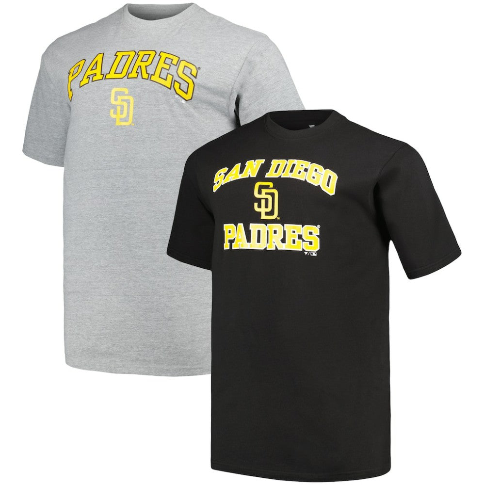 San Diego Padres Profile Big & Tall T-Shirt Combo Pack Black/Heather Gray