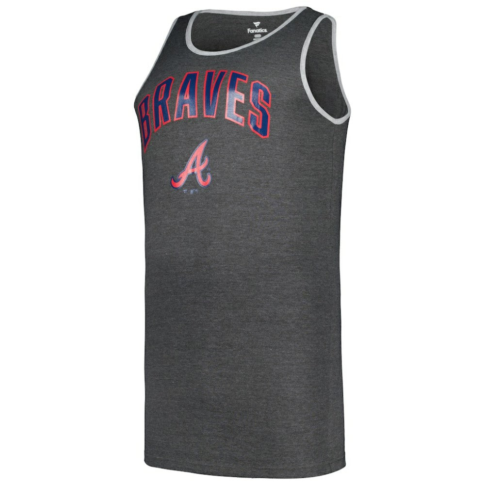 Atlanta Braves Profile Big & Tall Arch Over Logo Tank Top Heather Charcoal