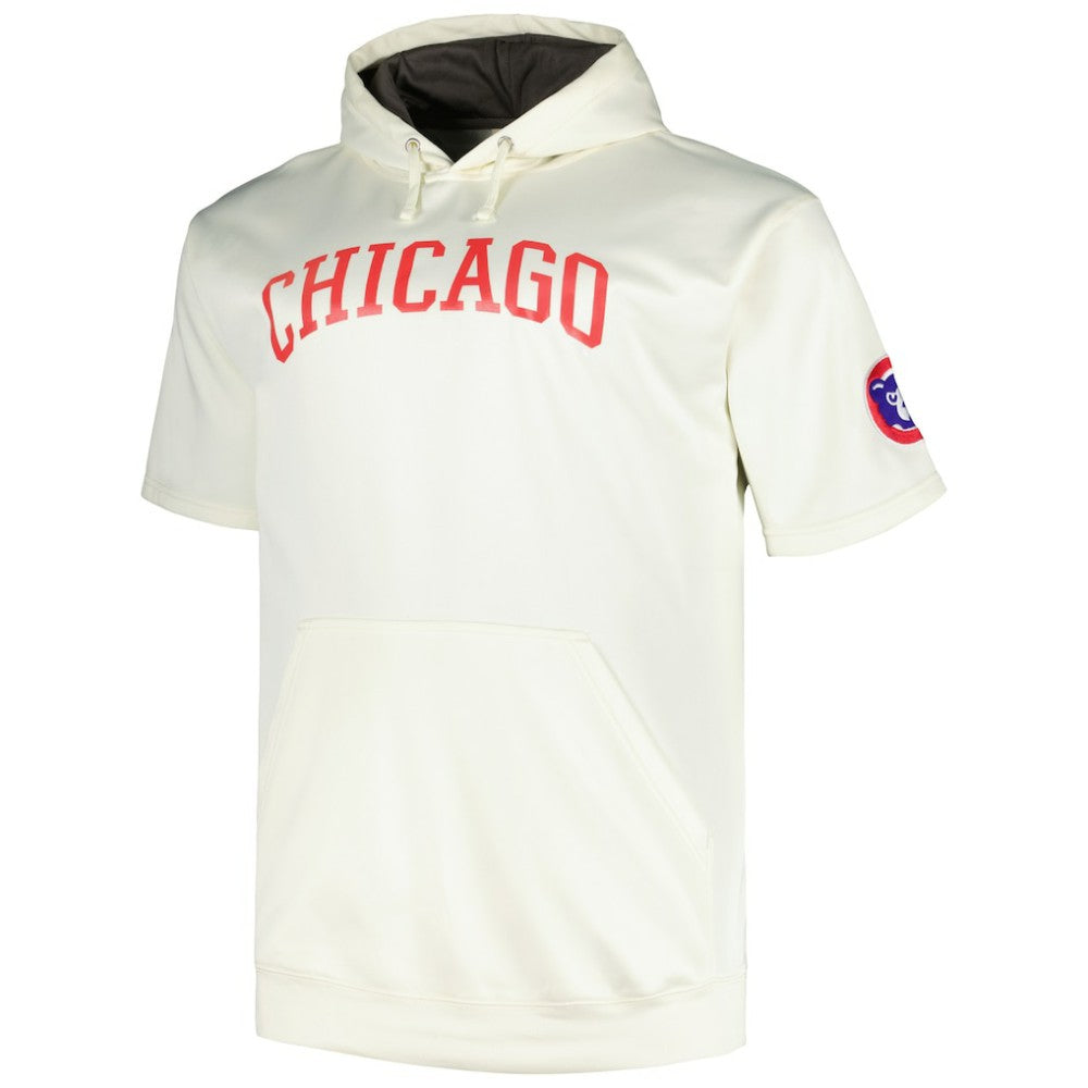 Chicago Cubs Profile Big & Tall Contrast Short Sleeve Pullover Hoodie Oatmeal