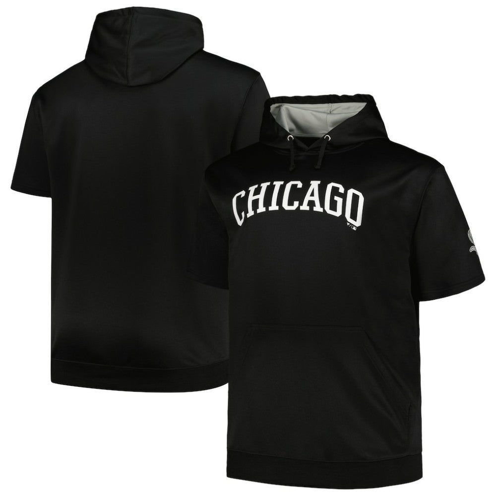 Chicago White Sox Profile Big & Tall Contrast Short Sleeve Pullover Hoodie Black