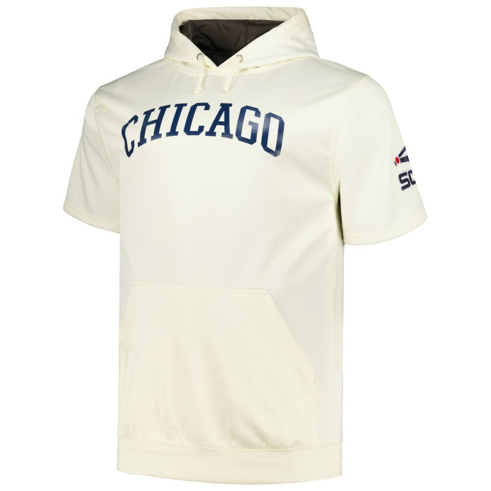 Chicago White Sox Profile Big & Tall Contrast Short Sleeve Pullover Hoodie Oatmeal