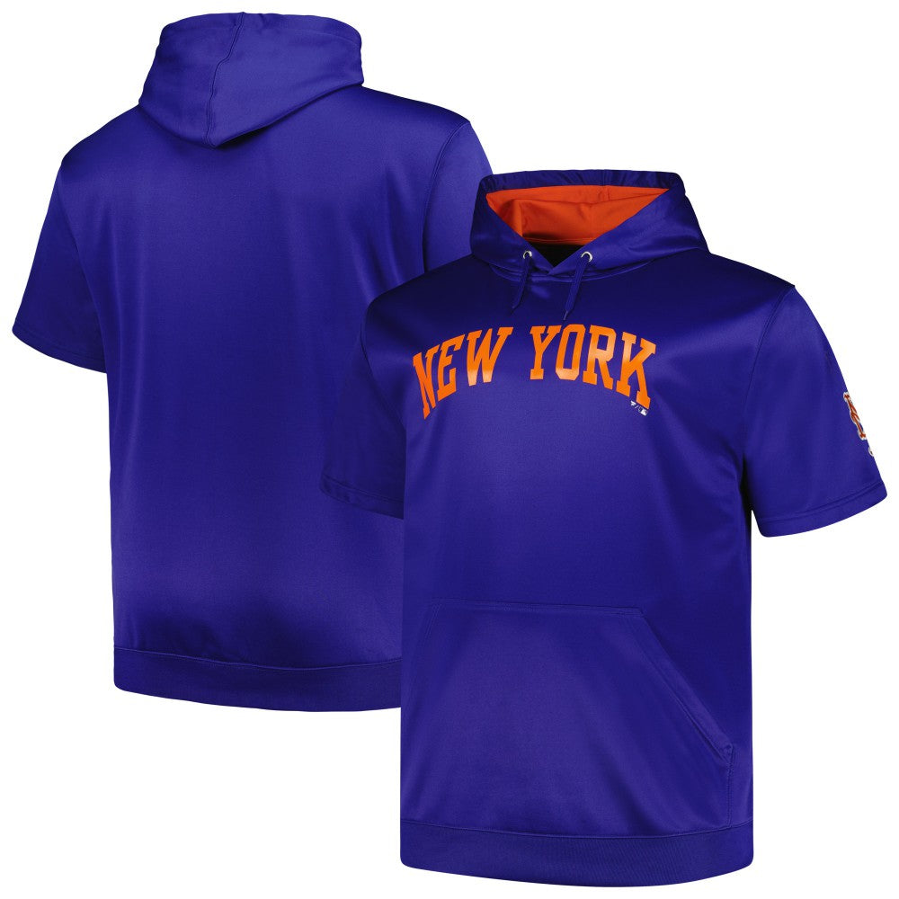 New York Mets Profile Big & Tall Contrast Short Sleeve Pullover Hoodie Royal
