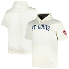 St. Louis Cardinals Profile Big & Tall Contrast Short Sleeve Pullover Hoodie Oatmeal