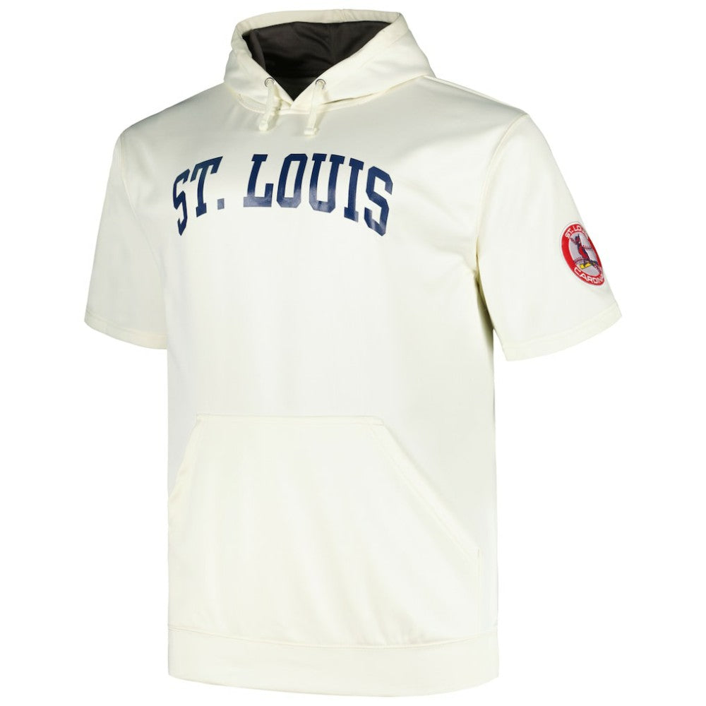 St. Louis Cardinals Profile Big & Tall Contrast Short Sleeve Pullover Hoodie Oatmeal