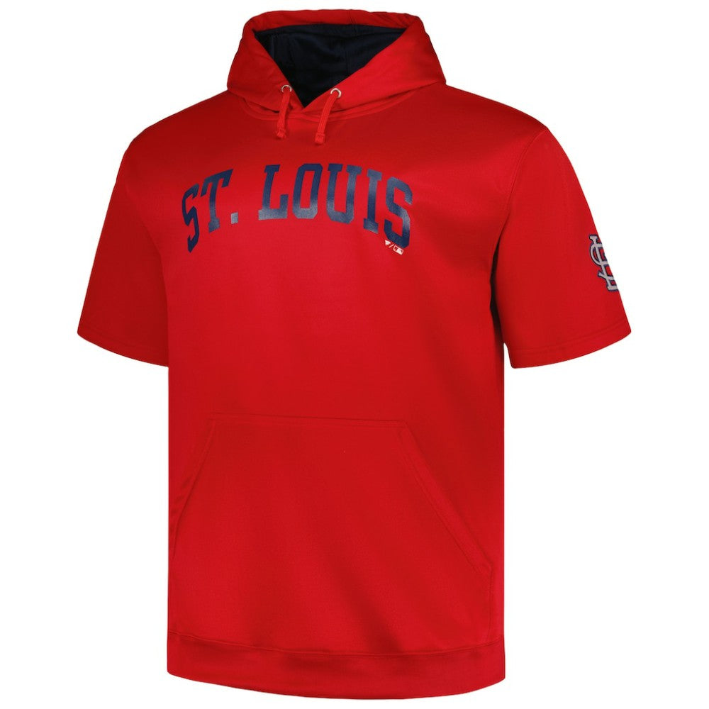 St. Louis Cardinals Profile Big & Tall Contrast Short Sleeve Pullover Hoodie Red