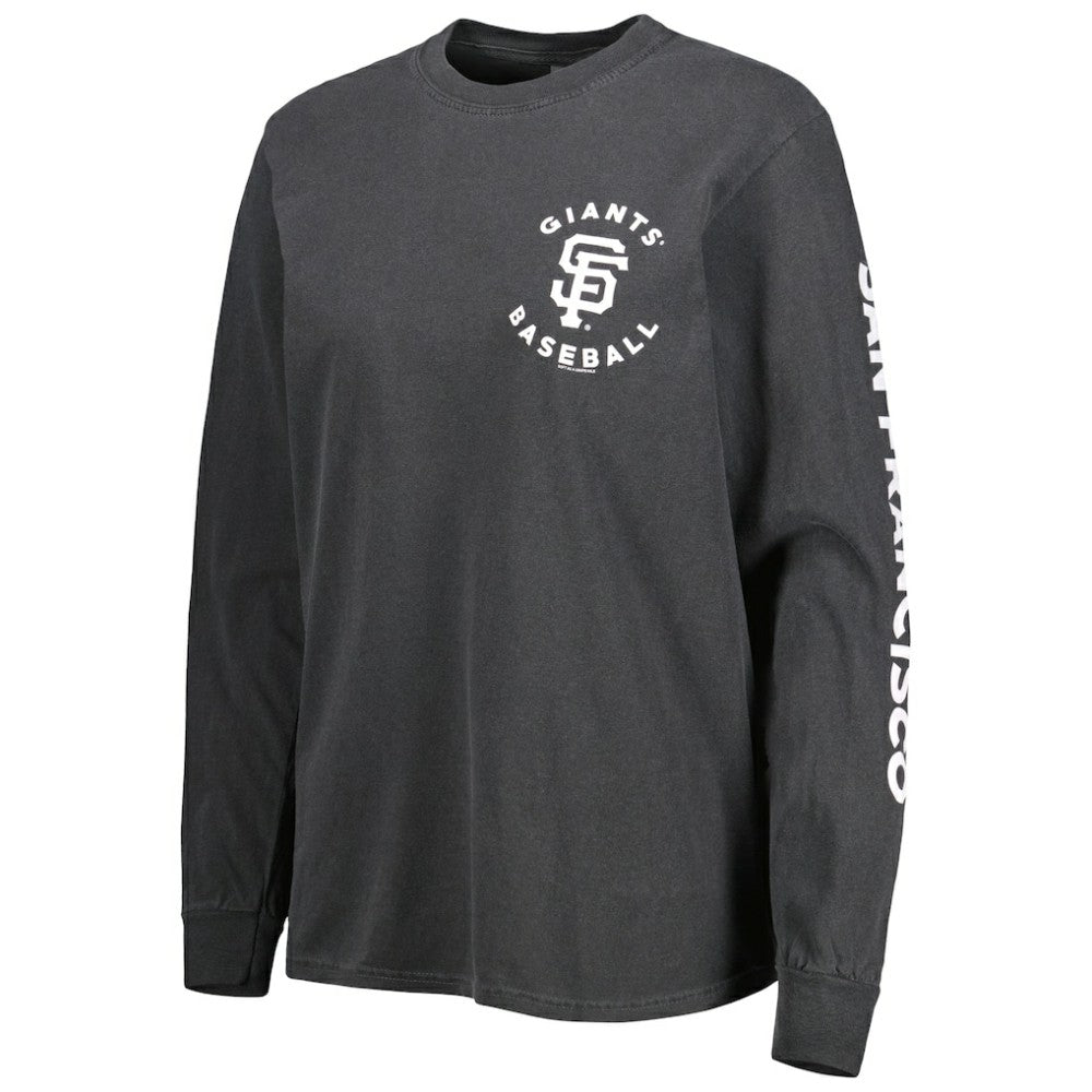 San Francisco Giants Soft as a Grape Women's Team Pigment Dye Long Sleeve T-Shirt Black