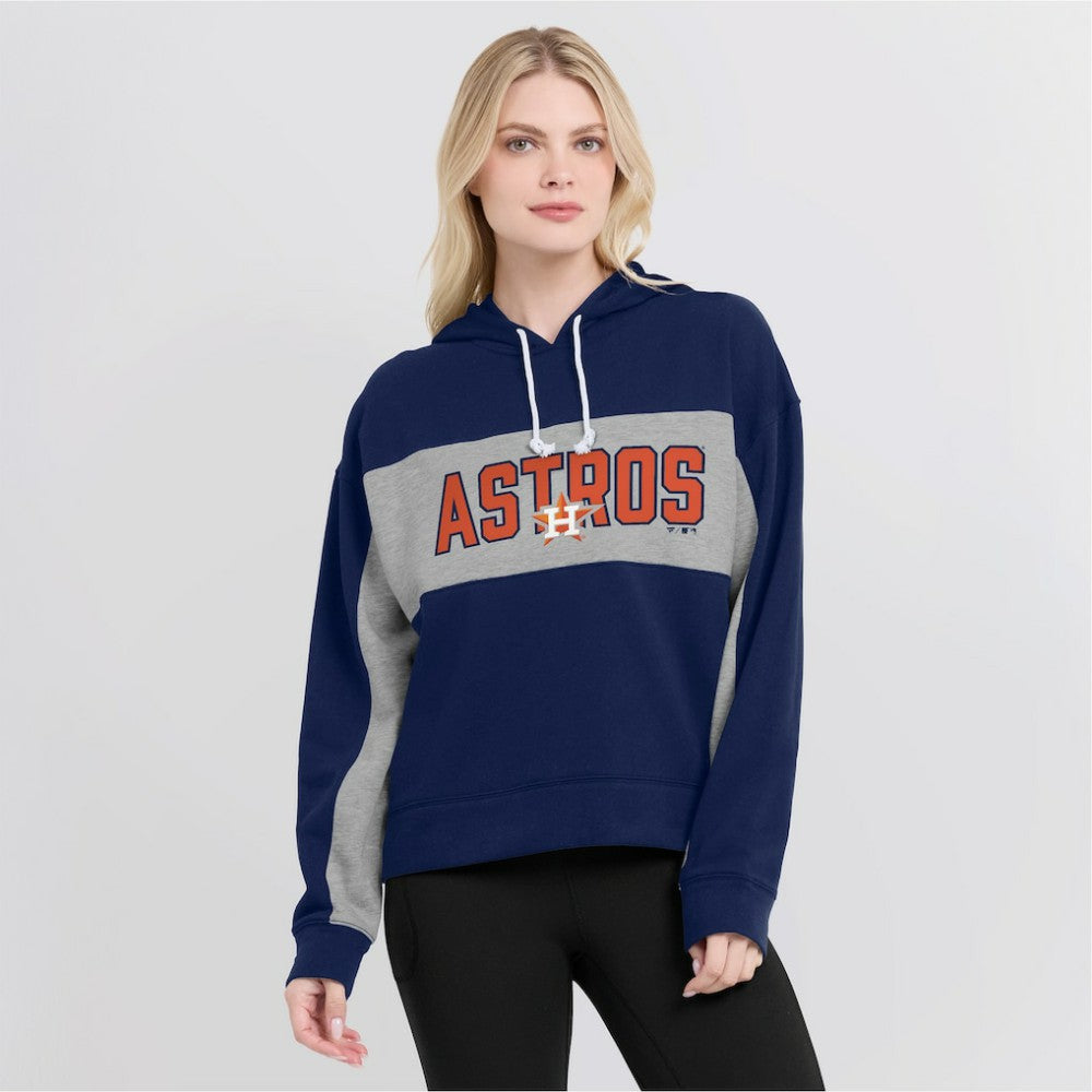 Houston Astros Women's Filled Stat Sheet Pullover Hoodie Navy