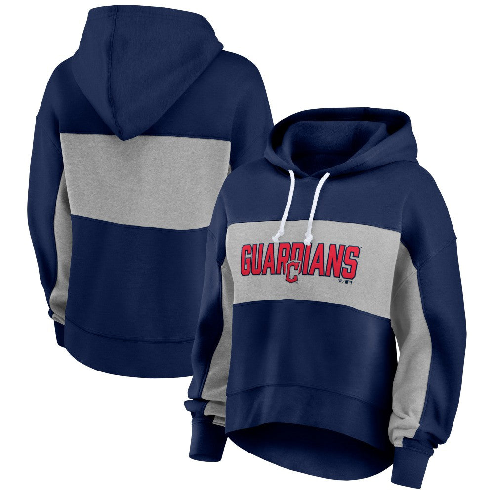 Cleveland Guardians Women's Filled Stat Sheet Pullover Hoodie Navy