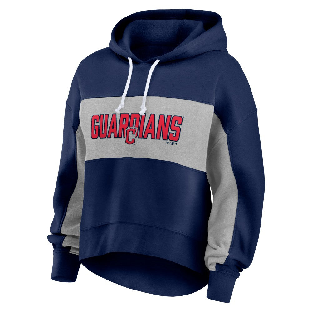 Cleveland Guardians Women's Filled Stat Sheet Pullover Hoodie Navy