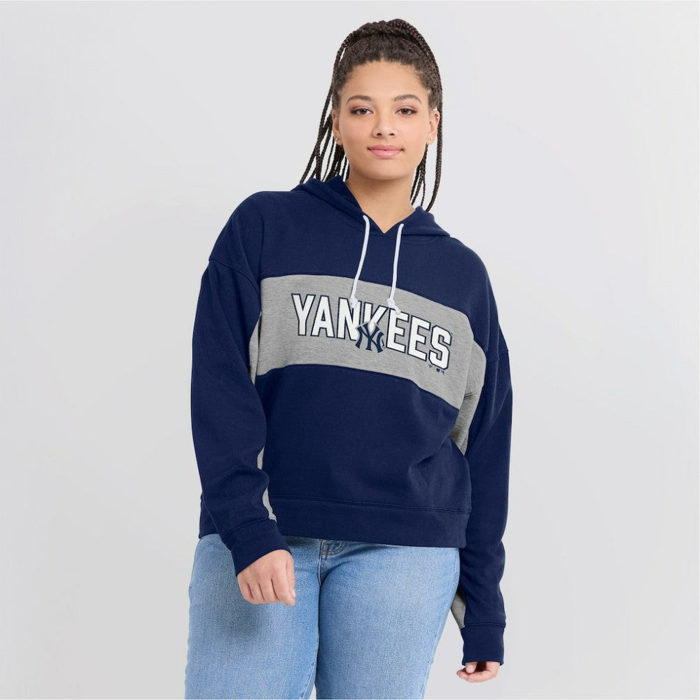 New York Yankees Women's Filled Stat Sheet Pullover Hoodie Navy