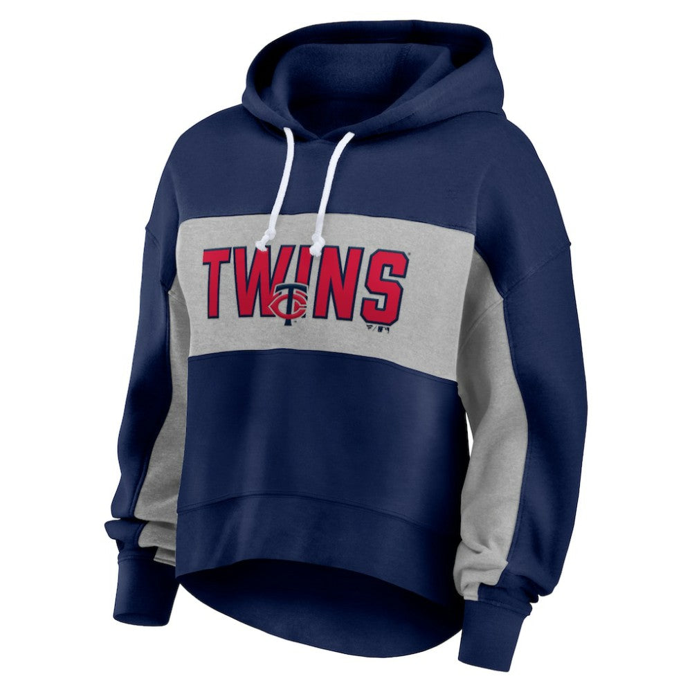 Minnesota Twins Women's Filled Stat Sheet Pullover Hoodie Navy