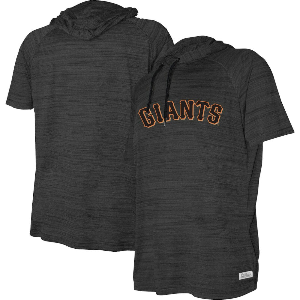 San Francisco Giants Stitches Youth Raglan Short Sleeve Pullover Hoodie Heather Black