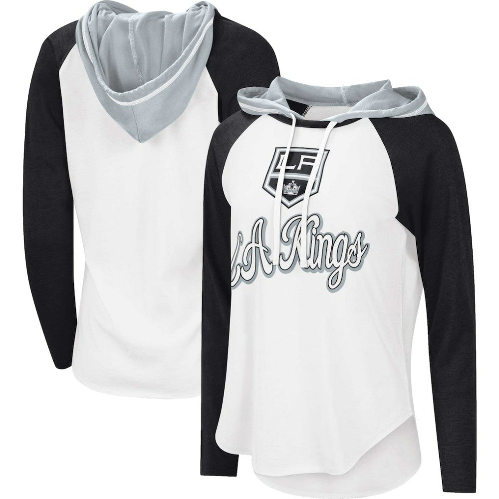 Los Angeles Kings G-III 4Her by Carl Banks Women's MVP Raglan Lightweight Hooded T-Shirt White/Black