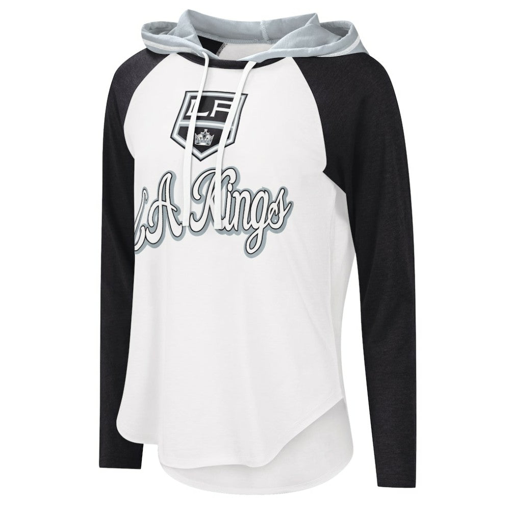 Los Angeles Kings G-III 4Her by Carl Banks Women's MVP Raglan Lightweight Hooded T-Shirt White/Black