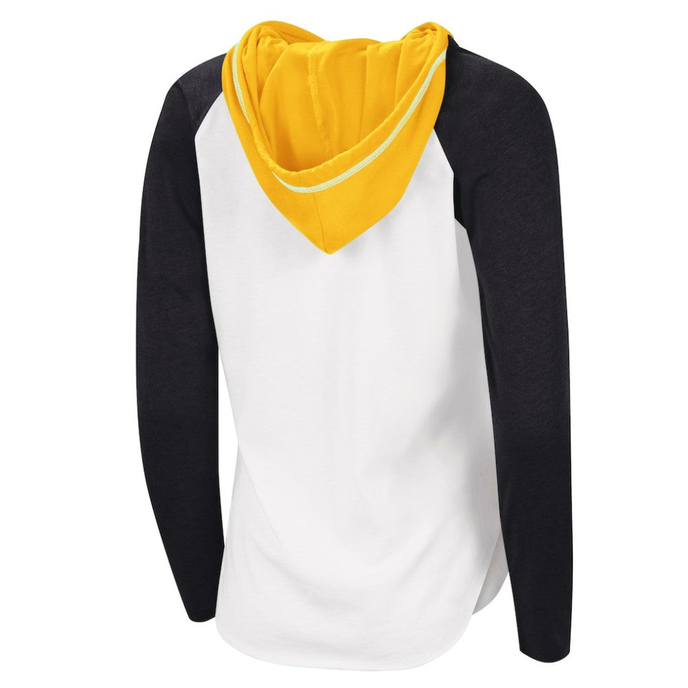 Pittsburgh Penguins G-III 4Her by Carl Banks Women's MVP Raglan Lightweight Hooded T-Shirt White/Heather Black