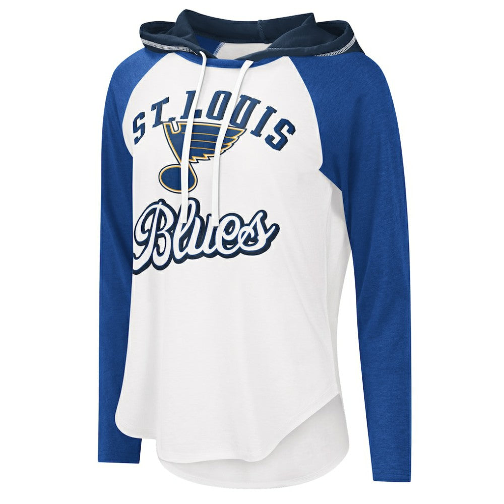 St. Louis Blues G-III 4Her by Carl Banks Women's MVP Raglan Lightweight Hooded T-Shirt White/Blue