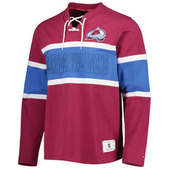 Colorado Avalanche Tommy Hilfiger Walter Lace-Up Long Sleeve Top Burgundy