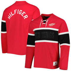 Detroit Red Wings Tommy Hilfiger Walter Lace-Up Long Sleeve Top Red
