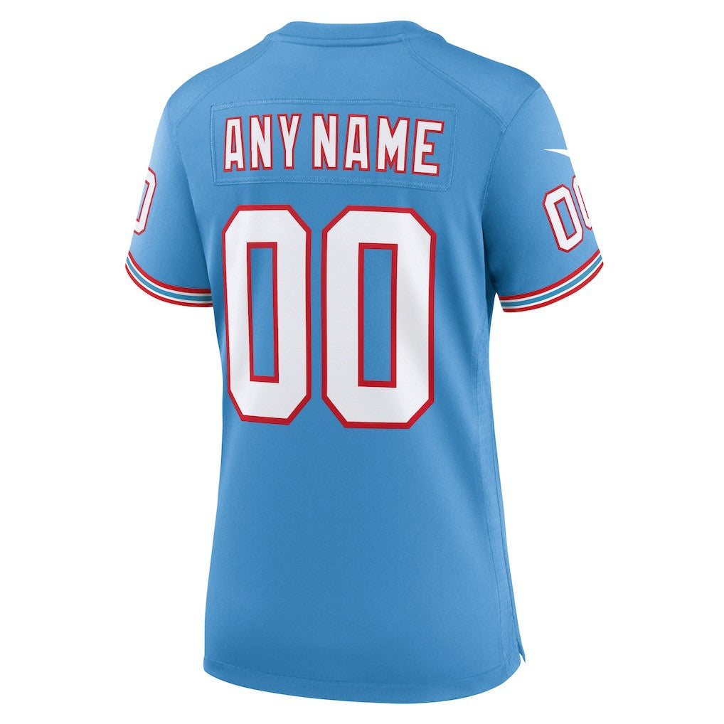 Tennessee Titans Women's Oilers Throwback Custom Game Jersey - Light Blue