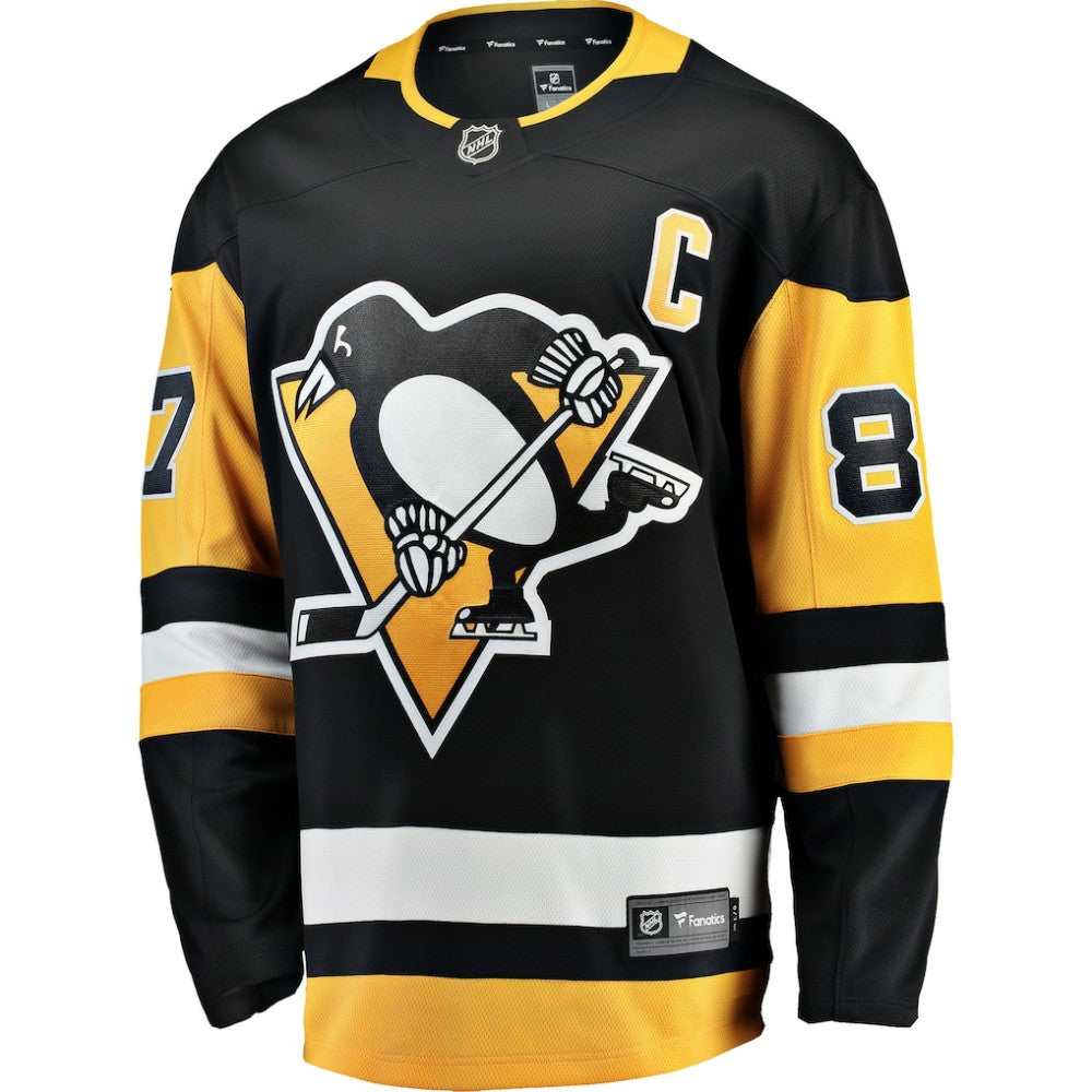 Sidney Crosby Pittsburgh Penguins Fanatics Captain Patch Home Breakaway Jersey Black