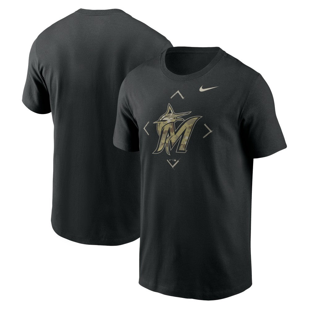 Miami Marlins Camo Logo T-Shirt Black | Nike