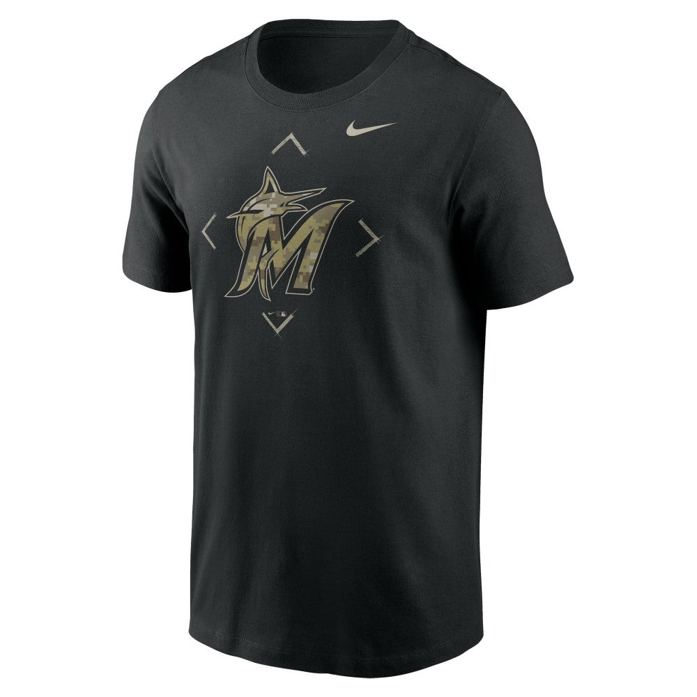Miami Marlins Camo Logo T-Shirt Black | Nike