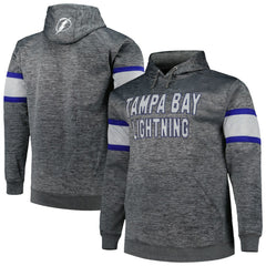 Tampa Bay Lightning Big & Tall Stripe Pullover Hoodie Heather Charcoal