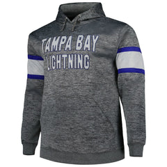 Tampa Bay Lightning Big & Tall Stripe Pullover Hoodie Heather Charcoal