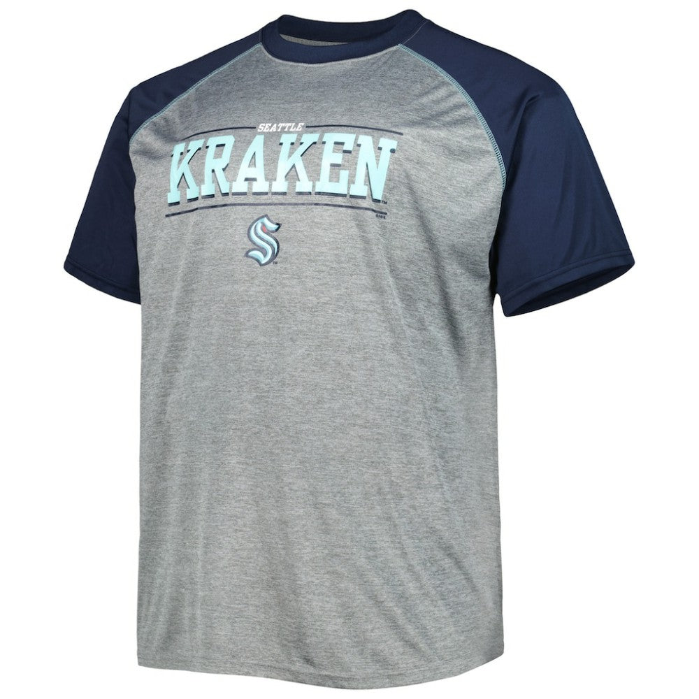 Seattle Kraken Big & Tall Logo Raglan T-Shirt Heather Gray