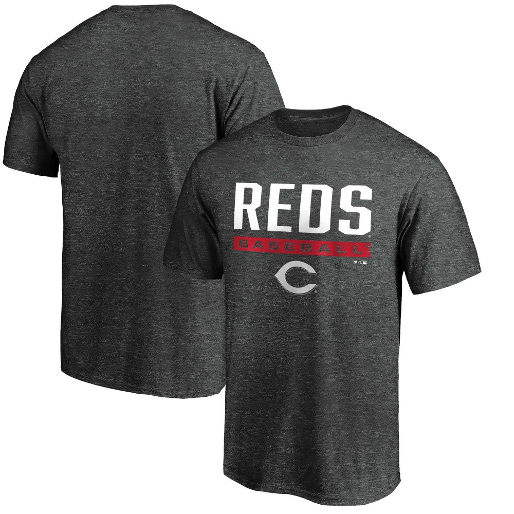 Cincinnati Reds Team Win Stripe T-Shirt Charcoal