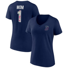 Boston Red Sox Women's Team Logo Mother's Day V-Neck T-Shirt Navy