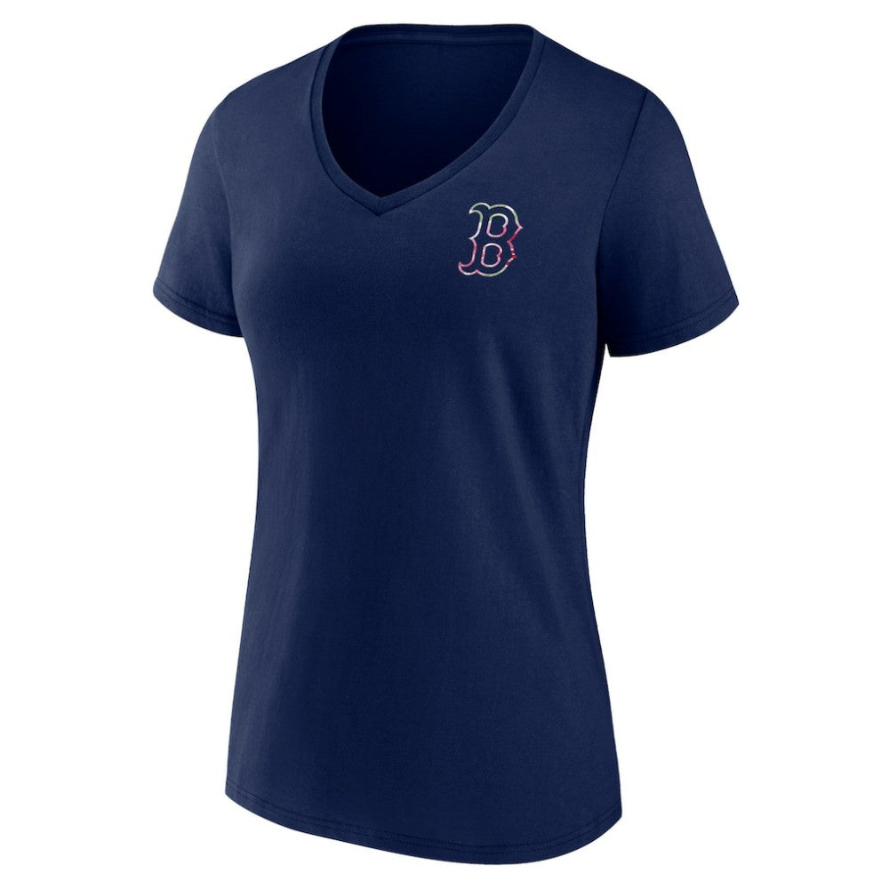 Boston Red Sox Women's Team Logo Mother's Day V-Neck T-Shirt Navy