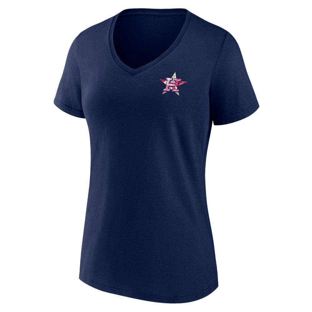 Houston Astros Women's Team Logo Mother's Day V-Neck T-Shirt Navy