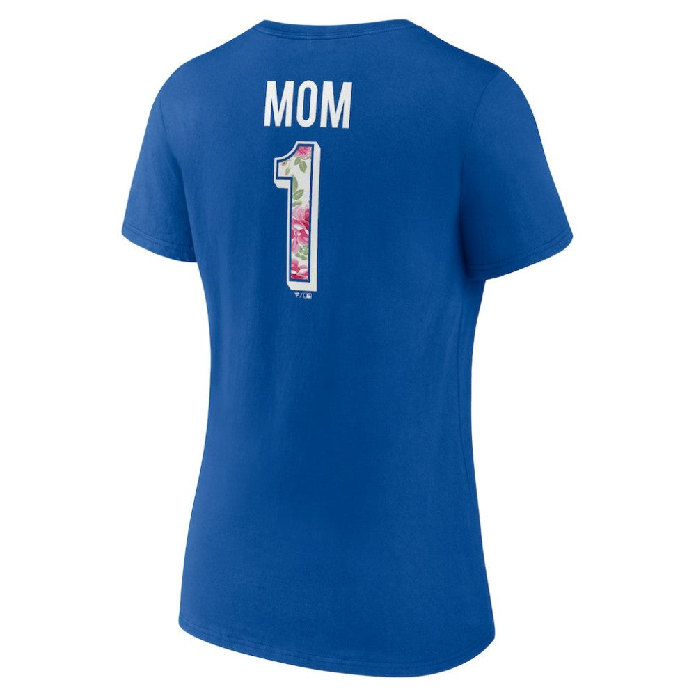 Los Angeles Dodgers Women's Team Logo Mother's Day V-Neck T-Shirt Royal