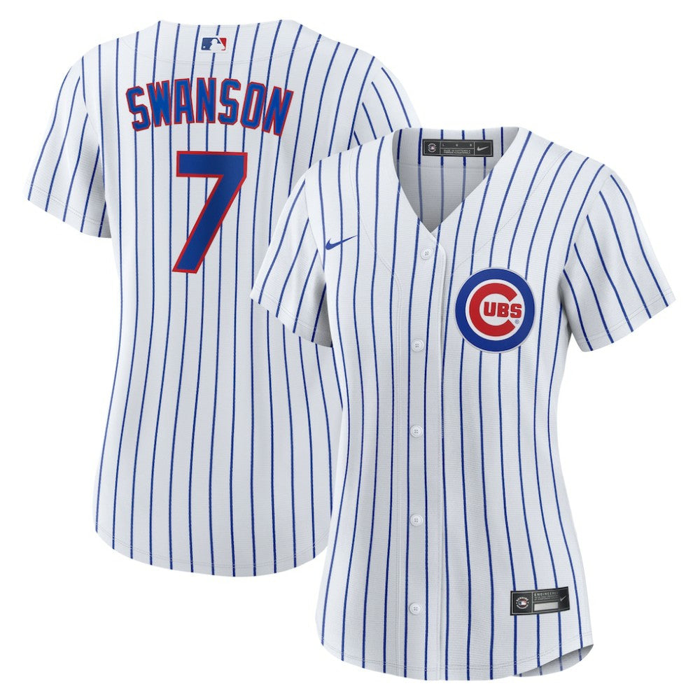 Dansby Swanson Chicago Cubs Women's Home Replica Player Jersey White/Royal | Nike